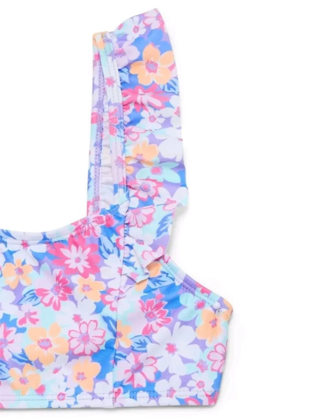FLORAL PRINT - RUFFLE STRAP BIKINI TOP - TWO PIECE SWIMSUIT